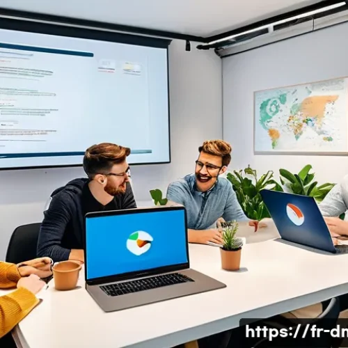 디지털 마케팅 회사 면접 후기 - A modern digital marketing agency office in Paris, featuring a diverse team of young professionals c...