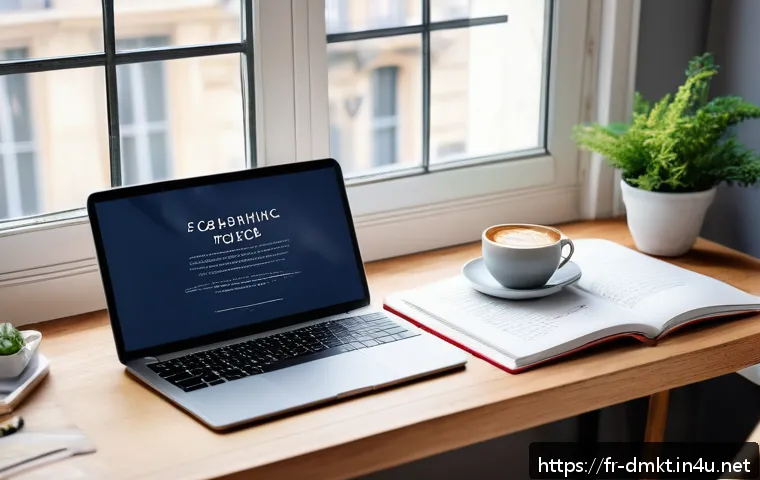 디지털 마케팅 필수 서적 추천 - A modern French digital marketing workspace featuring a sleek laptop displaying SEO analytics and so...